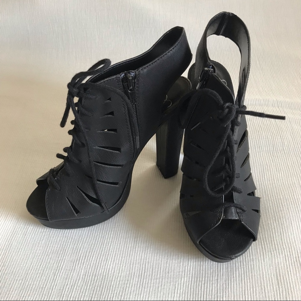 Black Lace up Heels
